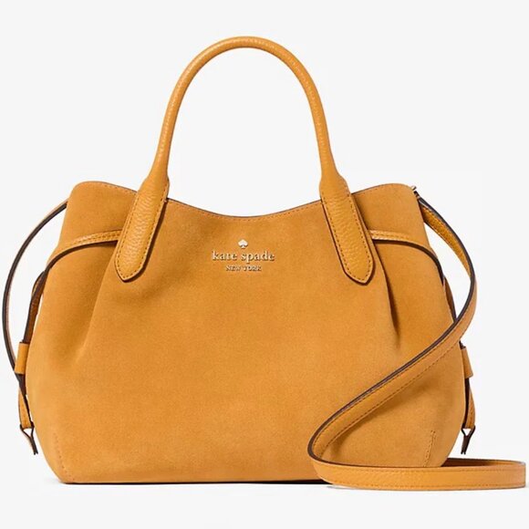 Kate spade New York Small Suede Dumpling bag in Squash Blossom - Picture 1 of 7